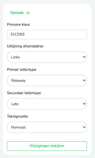 Opmaak instellingen voor jouw verkoopfacturen.