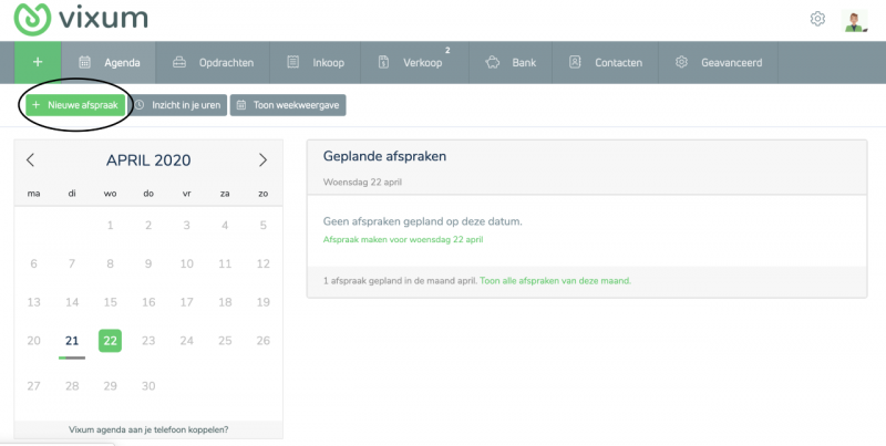 Afspraak in agenda maken