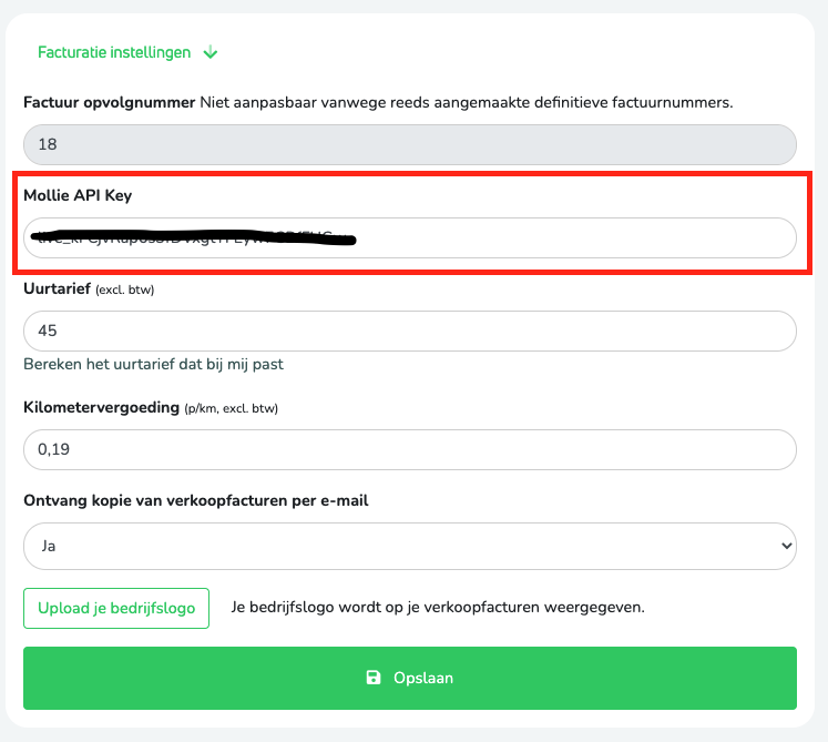 Mollie API-key 5